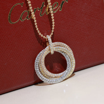 [Amore Jewelry]TRINITY LARGE FULL DIAMOND  NECKLACE