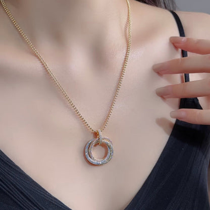 [Amore Jewelry]TRINITY LARGE FULL DIAMOND  NECKLACE