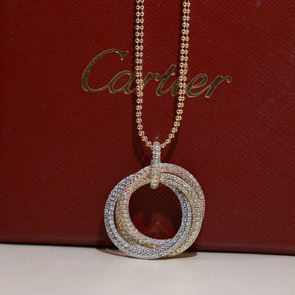 [Amore Jewelry]TRINITY LARGE FULL DIAMOND  NECKLACE