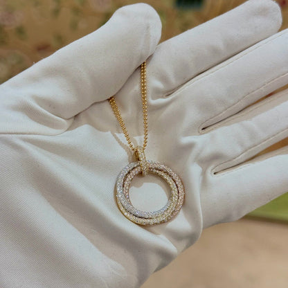 [Amore Jewelry]TRINITY LARGE FULL DIAMOND  NECKLACE