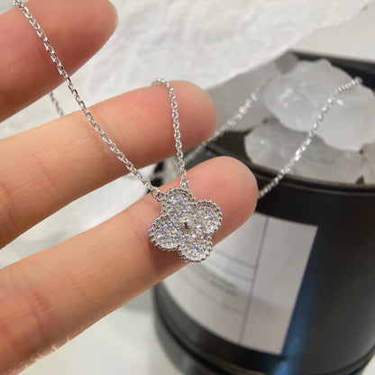 [Amore Jewelry]CLOVER 15MM DIAMOND SINGLE FLOWER NECKLACE