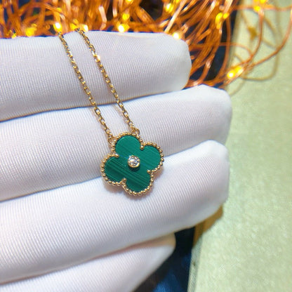 [Amore Jewelry]CLOVER 15MM DIAMOND TURQUOISE NECKLACE