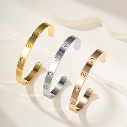 [Amore Jewelry]LOVE BRACELET 6.1MM 1 DIAMOND OPEN CUFF
