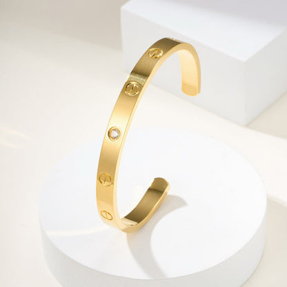[Amore Jewelry]LOVE BRACELET 6.1MM 1 DIAMOND OPEN CUFF