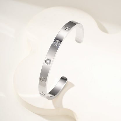 [Amore Jewelry]LOVE BRACELET 6.1MM 1 DIAMOND OPEN CUFF