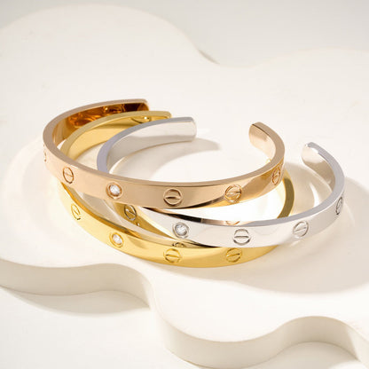[Amore Jewelry]LOVE BRACELET 6.1MM 1 DIAMOND OPEN CUFF