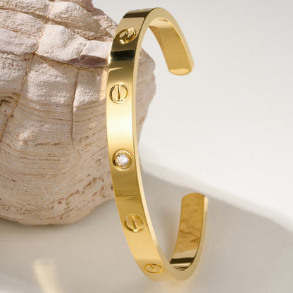 [Amore Jewelry]LOVE BRACELET 6.1MM 1 DIAMOND OPEN CUFF