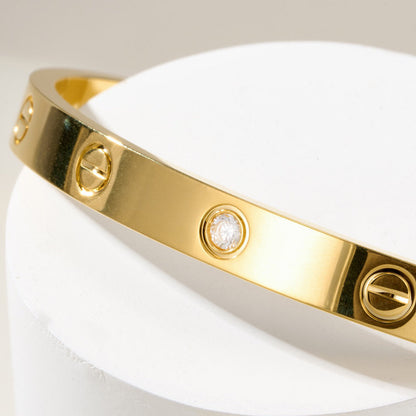 [Amore Jewelry]LOVE BRACELET 6.1MM 1 DIAMOND OPEN CUFF