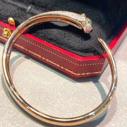 [Amore Jewelry]PANTHERE HALF DIAMOND OPEN BRACELET
