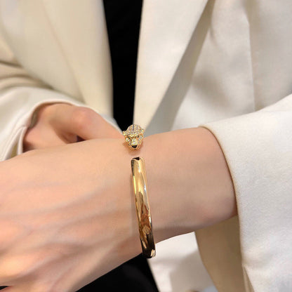 [Amore Jewelry]PANTHERE HALF DIAMOND OPEN BRACELET