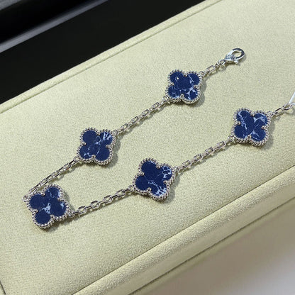 [Amore Jewelry]CLOVER 5 MOTIF PIETERSITE SILVER BRACELET