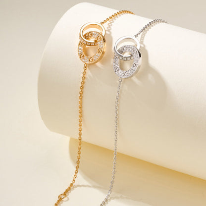 [Amore Jewelry]LOVE DOUBLE RING FULL DIAMOND BRACELET