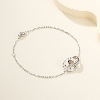[Amore Jewelry]LOVE DOUBLE RING FULL DIAMOND BRACELET