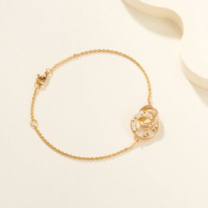 [Amore Jewelry]LOVE DOUBLE RING FULL DIAMOND BRACELET