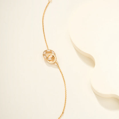 [Amore Jewelry]LOVE DOUBLE RING FULL DIAMOND BRACELET