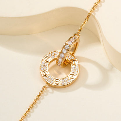 [Amore Jewelry]LOVE DOUBLE RING FULL DIAMOND BRACELET