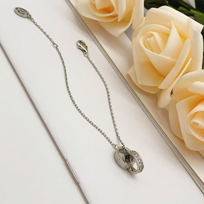 [Amore Jewelry]LOVE DOUBLE RING HALF DIAMOND BRACELET