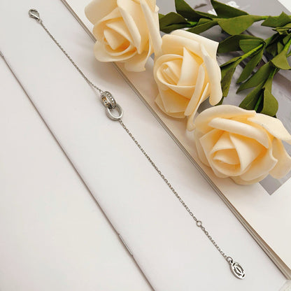 [Amore Jewelry]LOVE DOUBLE RING HALF DIAMOND BRACELET