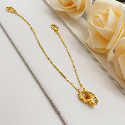 [Amore Jewelry]LOVE DOUBLE RING HALF DIAMOND BRACELET