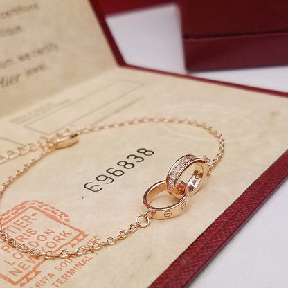 [Amore Jewelry]LOVE DOUBLE RING HALF DIAMOND BRACELET