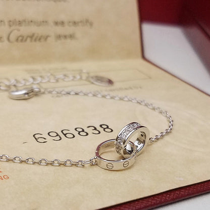 [Amore Jewelry]LOVE DOUBLE RING HALF DIAMOND BRACELET