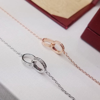 [Amore Jewelry]LOVE DOUBLE RING HALF DIAMOND BRACELET