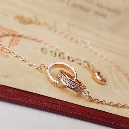 [Amore Jewelry]LOVE DOUBLE RING HALF DIAMOND BRACELET