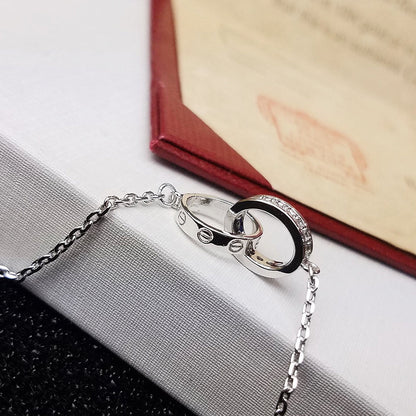 [Amore Jewelry]LOVE DOUBLE RING HALF DIAMOND BRACELET