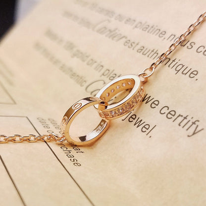 [Amore Jewelry]LOVE DOUBLE RING HALF DIAMOND BRACELET