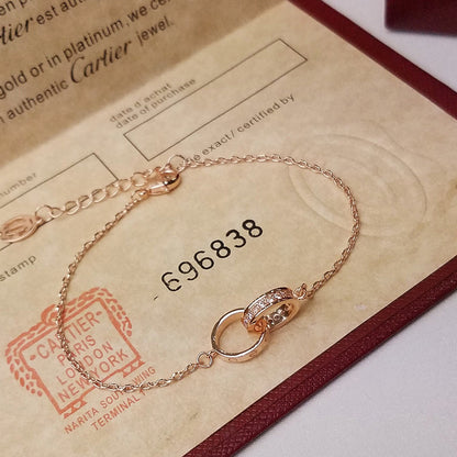 [Amore Jewelry]LOVE DOUBLE RING HALF DIAMOND BRACELET
