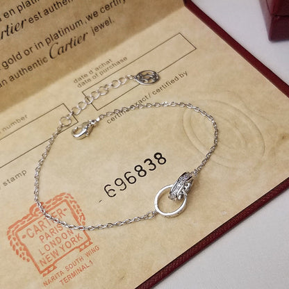 [Amore Jewelry]LOVE DOUBLE RING HALF DIAMOND BRACELET