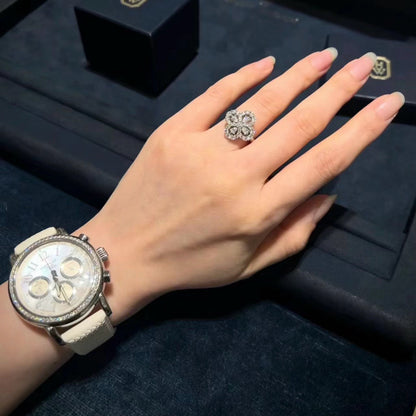 [Amore Jewelry]LOOP RING FULL MOTIF DIAMOND 16MM SILVE