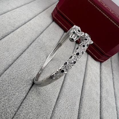 [Amore Jewelry]PANTHERE DOUBLE HEADED HALF DIAMOND OPEN BRACELET