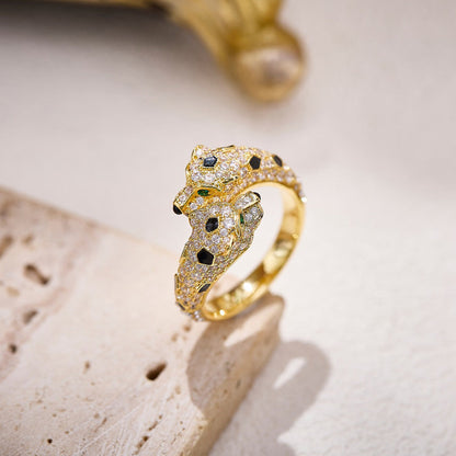 [Amore Jewelry]PANTHERE DOUBLE HEADED FULL DIAMOND  RING