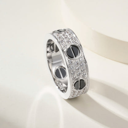 [Amore Jewelry]LOVE RING 5.5MM DIAMONDS PAVED CERAMIC