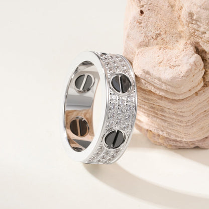[Amore Jewelry]LOVE RING 5.5MM DIAMONDS PAVED CERAMIC
