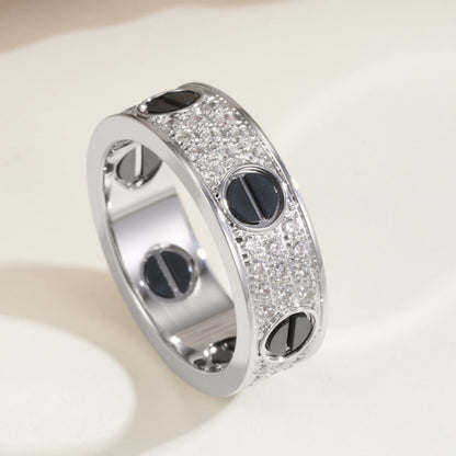 [Amore Jewelry]LOVE RING 5.5MM DIAMONDS PAVED CERAMIC