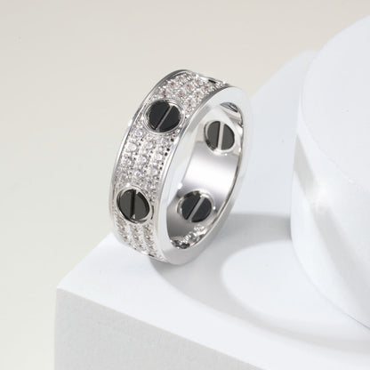 [Amore Jewelry]LOVE RING 5.5MM DIAMONDS PAVED CERAMIC