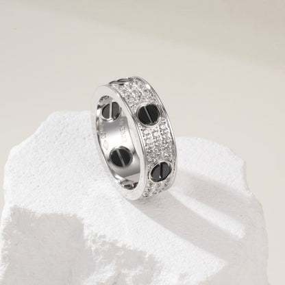 [Amore Jewelry]LOVE RING 5.5MM DIAMONDS PAVED CERAMIC