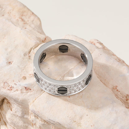 [Amore Jewelry]LOVE RING 5.5MM DIAMONDS PAVED CERAMIC
