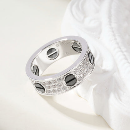 [Amore Jewelry]LOVE RING 5.5MM DIAMONDS PAVED CERAMIC