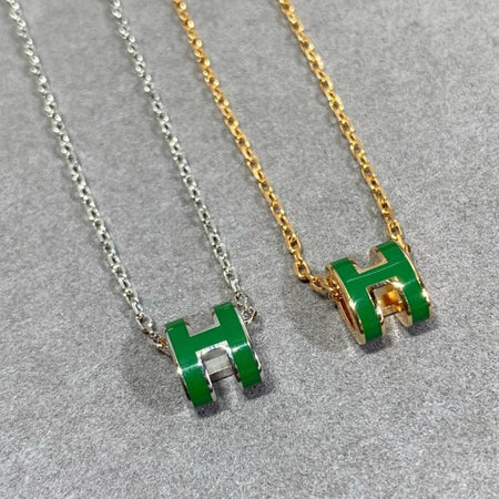 [Amore Jewelry]POP H GREEN NECKLACE SILVER AND GOLD