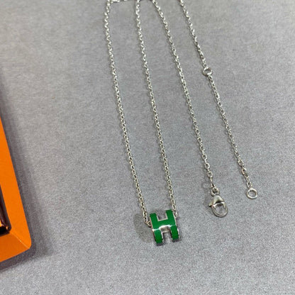 [Amore Jewelry]POP H GREEN NECKLACE SILVER AND GOLD