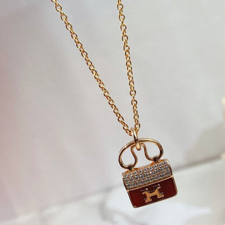 [Amore Jewelry]CONSTANCE RED PEDANT PINK GOLD NECKLACE