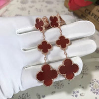 [Amore Jewelry]CLOVER 3 MOTIF CARNELIAN DROP EARRINGS