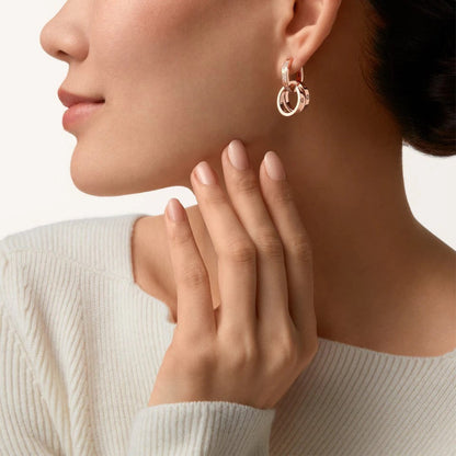 [Amore Jewelry]LOVE 3.3MM DANGLE HALF DIAMOND EARRINGS