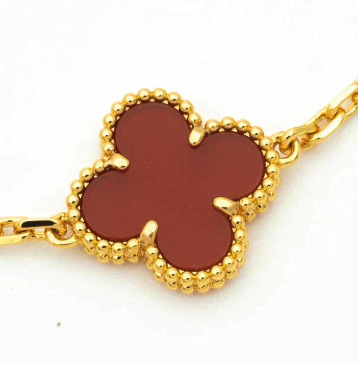 [Amore Jewelry]CLOVER  5 MOTIFS CARNELIAN GOLD BRACELET