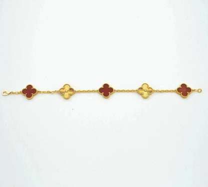 [Amore Jewelry]CLOVER  5 MOTIFS CARNELIAN GOLD BRACELET