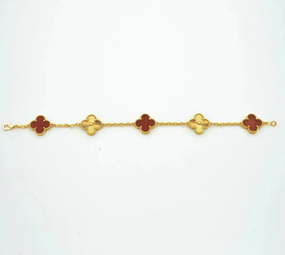 [Amore Jewelry] CLOVER 5 MOTIF RED CORNELIAN BRACELET COLLECTION
