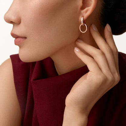 [Amore Jewelry]LOVE 3.3MM DANGLE HALF DIAMOND EARRINGS